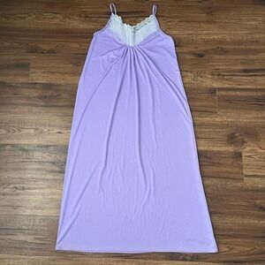 Vintage Handmade Lilac Slip Dress Gathered Front Lace Embroidered S Coquette Y2K